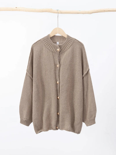 Bequeme Strickjacke mit Geripptem Ausschnitt