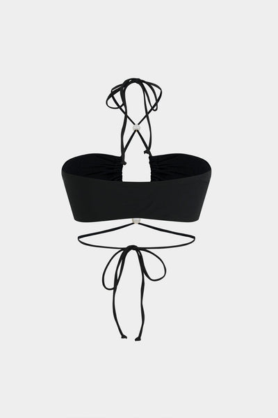 Meredith | Dreiteiliges Bikini-Set mit Wickelband-Design, Perlen-Details und transparentem Pareo