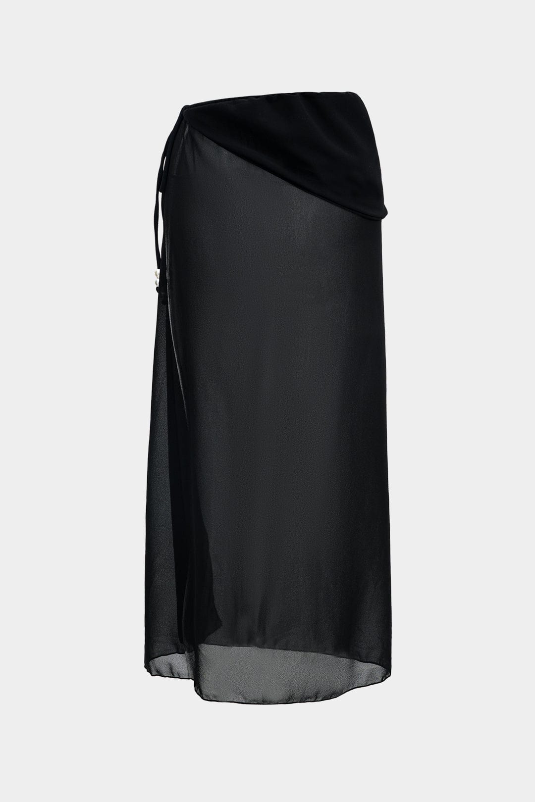 Meredith | Dreiteiliges Bikini-Set mit Wickelband-Design, Perlen-Details und transparentem Pareo