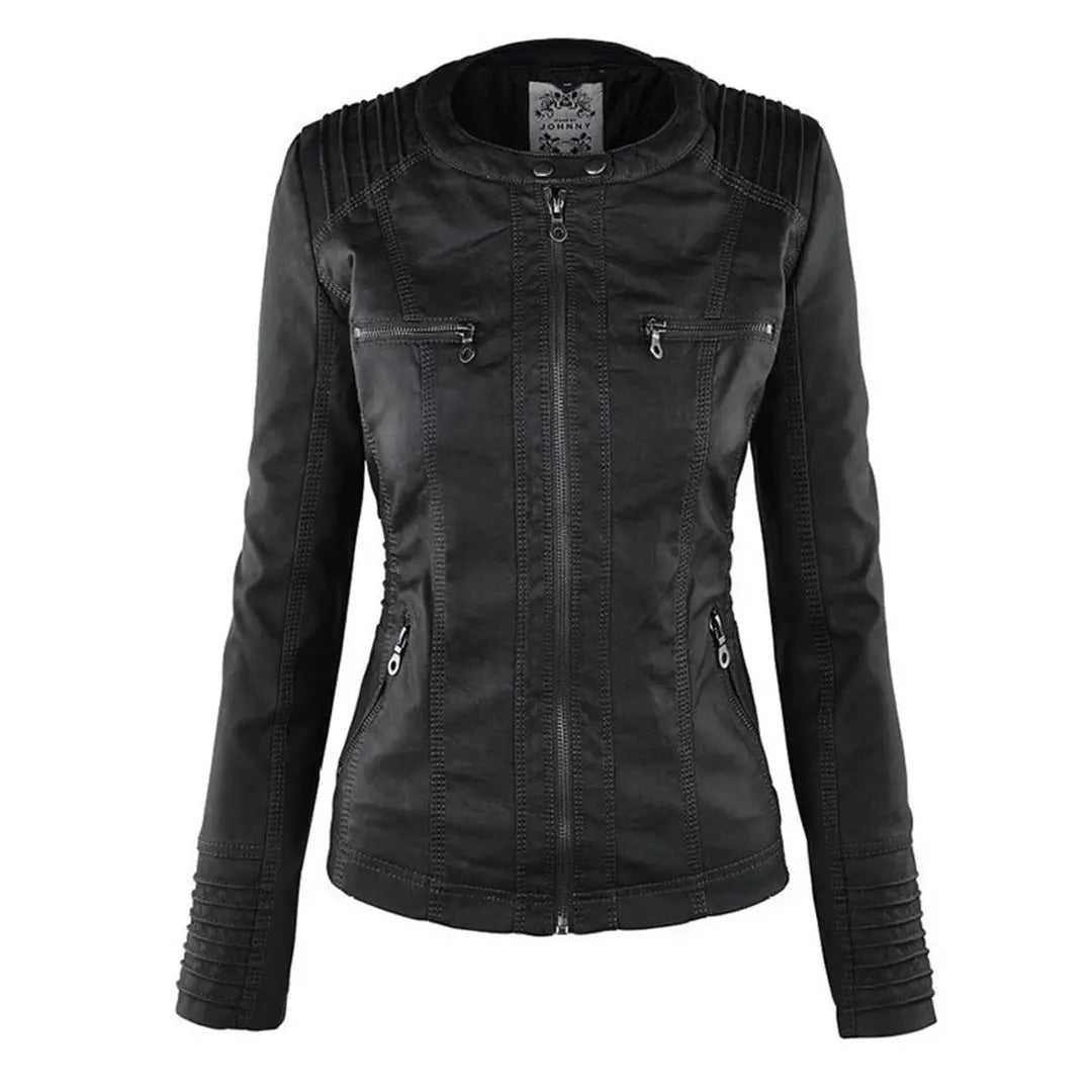 Biker-Lederjacke mit Kapuze