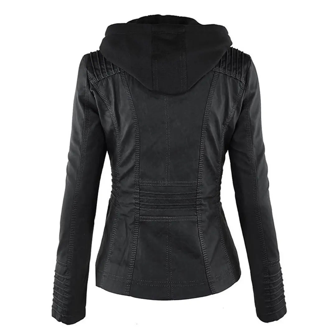 Biker-Lederjacke mit Kapuze