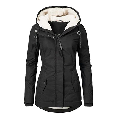 Stylische Fleecegefütterte Regenjacke mit Reissverschluss und Taschen sowie Kapuze für Damen | Ideal für den Winter