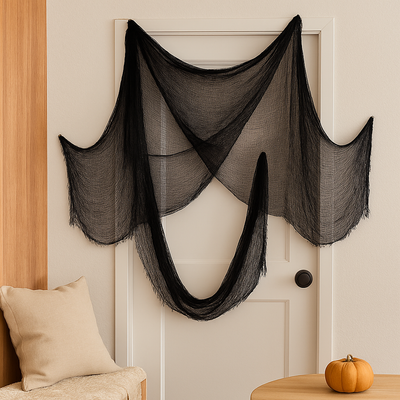 Schwarzes Halloween-Spuktuch – Gruseliger Stoff für die Innen- und Außendekoration