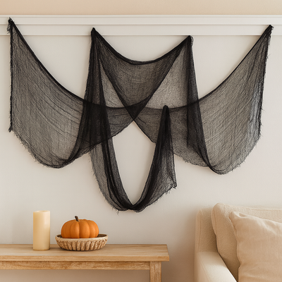 Schwarzes Halloween-Spuktuch – Gruseliger Stoff für die Innen- und Außendekoration