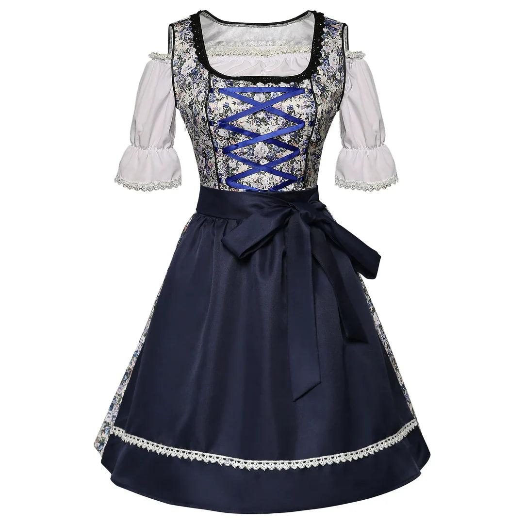 Blaues blumiges Oktoberfest Dirndl