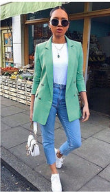Blazer Damen | Doppelknopf & Eleganter Schnitt – Grün