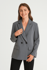 Blazer Damen | Doppelreiher & Taillierte Silhouette – Grau