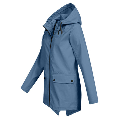 Stylische Leichte Regenjacke mit Kapuze und Reissverschluss für Damen | Ideal für den Winter