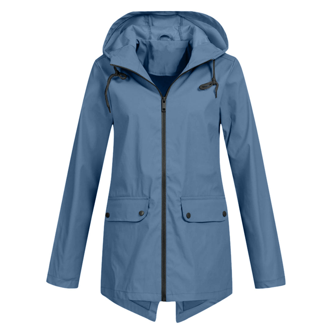 Stylische Leichte Regenjacke mit Kapuze und Reissverschluss für Damen | Ideal für den Winter
