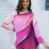 Bluse Damen | Abstraktes Farbverlauf-Print & Modern – Rosa