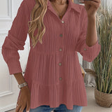 Bluse Damen | Elegant Tailliert mit Stufenrock & Knopfleiste – Rosa