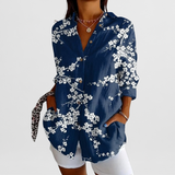 Bluse Damen | Gemustert & Lässig – Blau