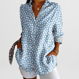 Bluse Damen | Gemustert & Lässig – Hellblau