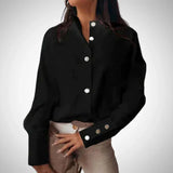 Bluse Damen | Goldknöpfe & Elegant – Schwarz