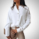 Bluse Damen | Goldknöpfe & Elegant – Weiß