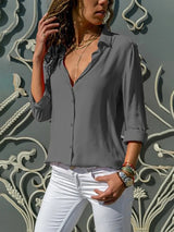 Bluse Damen | Hemdkragen & Knopfleiste für einen cleanen Look – Grau