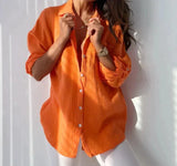 Bluse Damen | Musselin & Lässig – Orange