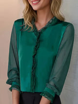 Bluse Damen | Rüschen & Elegant – Dunkelgrün