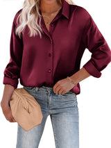 Bluse Damen | Satin & Elegant – Dunkelrot