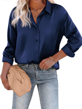Bluse Damen | Satin & Elegant – Marineblau
