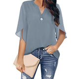 Bluse Damen | V-Ausschnitt & Fließender Fall – Grau