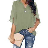 Bluse Damen | V-Ausschnitt & Fließender Fall – Hellgrün