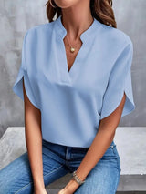 Bluse Damen V-Ausschnitt | Fließender Fall & Eleganter Look – Blau