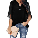 Bluse Damen | V-Ausschnitt & Fließender Fall – Schwarz