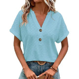 Bluse Damen | V-Ausschnitt & Lässig – Blau