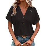 Bluse Damen | V-Ausschnitt & Lässig – Schwarz