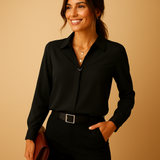 Bluse Damen | V-Ausschnitt & gepflegter Look – Schwarz