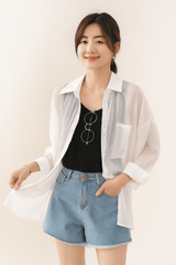 Bluse mit Knopfleiste und Brusttasche Damen | Lockerer Schnitt & Pflegeleichter Look – Weiß