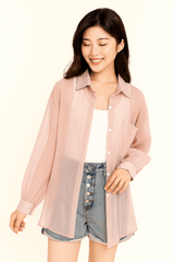Bluse mit Knopfleiste und Brusttasche Damen | Lockerer Schnitt & Pflegeleichter Look – Rosa