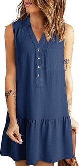 Blusenkleid Damen | Lässig & Mit Rüschensaum – Dunkelblau