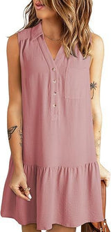 Blusenkleid Damen | Lässig & Mit Rüschensaum – Rosa