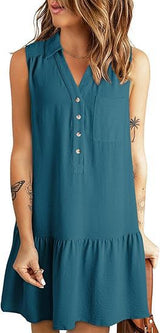 Blusenkleid Damen | Lässig & Mit Rüschensaum – Blau