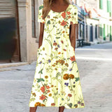 Yolanda Blumiges Sommerkleid mit Bauchabdeckung | S–3XL – Gelb