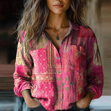 Boho Bluse Damen | Muster-Design & Lässiger Komfort – Rosa