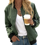 Bomberjacke Damen | Reißverschluss & cleanes Kurzdesign – Dunkelgrün