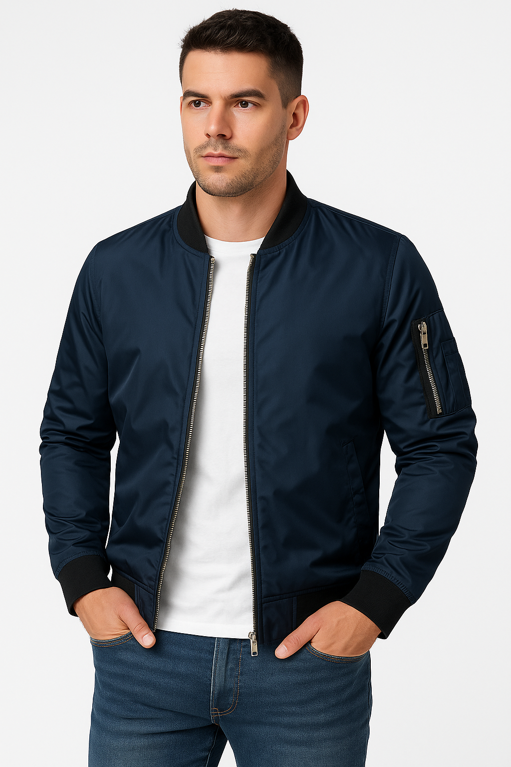 Bomberjacke | Reißverschluss | Winddicht | Sommerjacke | Herrenjacke