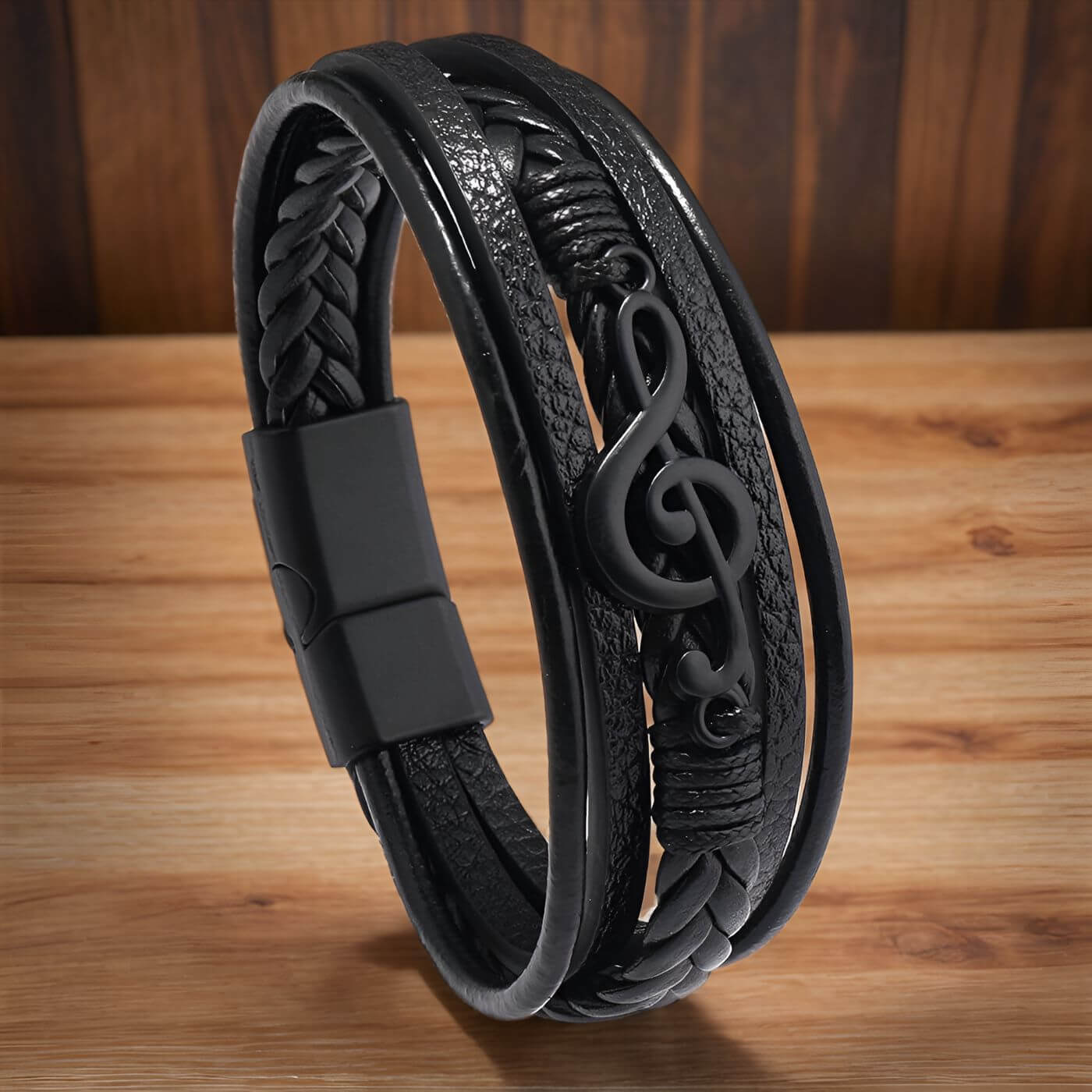 Bravilo™ – Lederarmband mit Musik-Symbol für Musikliebhaber