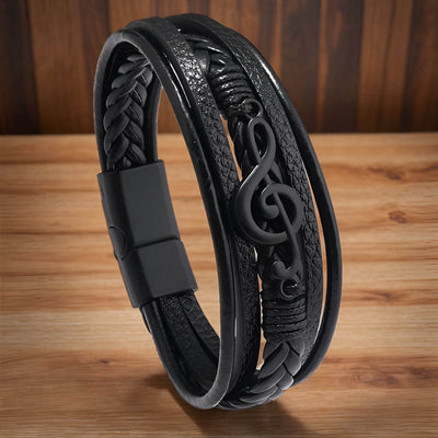 Bravilo™ – Lederarmband mit Musik-Symbol für Musikliebhaber