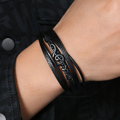 Bravilo™ – Lederarmband mit Musik-Symbol für Musikliebhaber