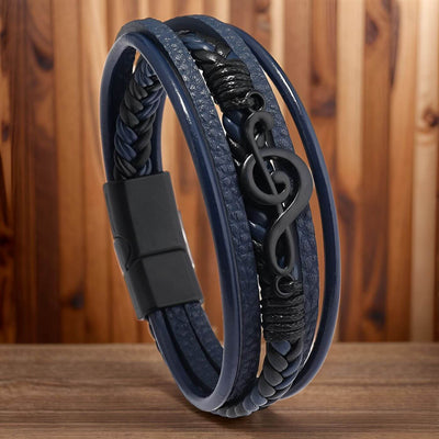 Bravilo™ – Lederarmband mit Musik-Symbol für Musikliebhaber
