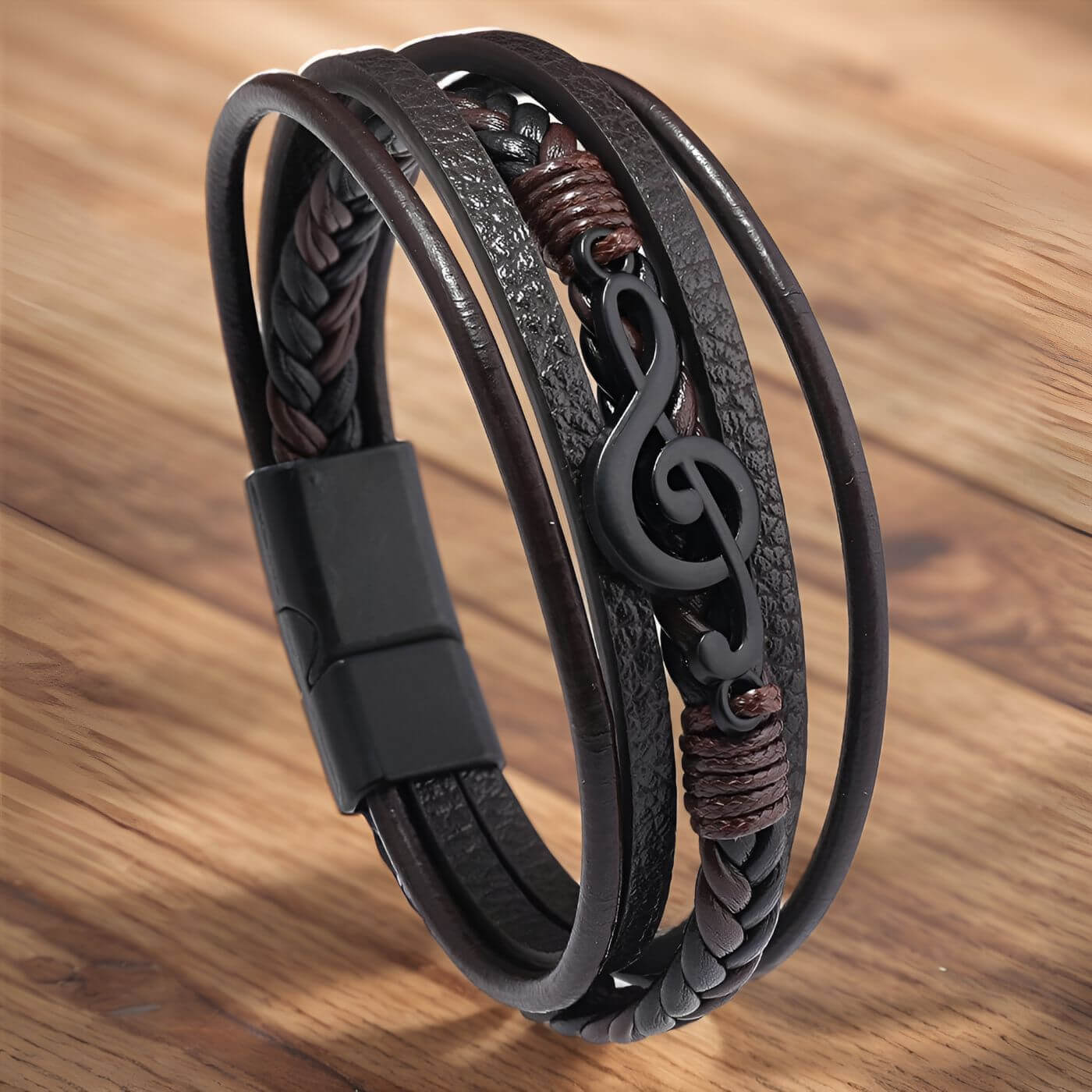 Bravilo™ – Lederarmband mit Musik-Symbol für Musikliebhaber