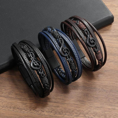 Bravilo™ – Lederarmband mit Musik-Symbol für Musikliebhaber