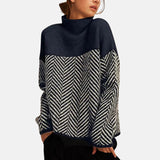 ASTA - FISCHGRÄT-STRICKPULLOVER – Marineblau