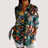 Bunte Bluse Damen | Blumenprint & Lässig Elegant – Grün