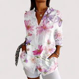 Bunte Bluse Damen | Blumenprint & Lässig Elegant – Weiß