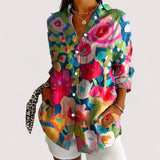 Bunte Bluse Damen | Blumenprint & Lässig Elegant – Dunkelrosa